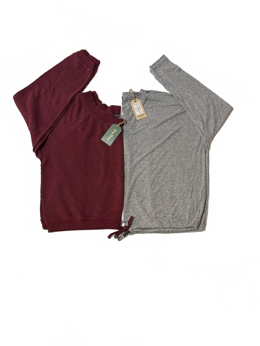 NWT Hemp Momma Crop Sweatshirt Bundle 2pc Bella Gray Amelia Wine Lounge Size L